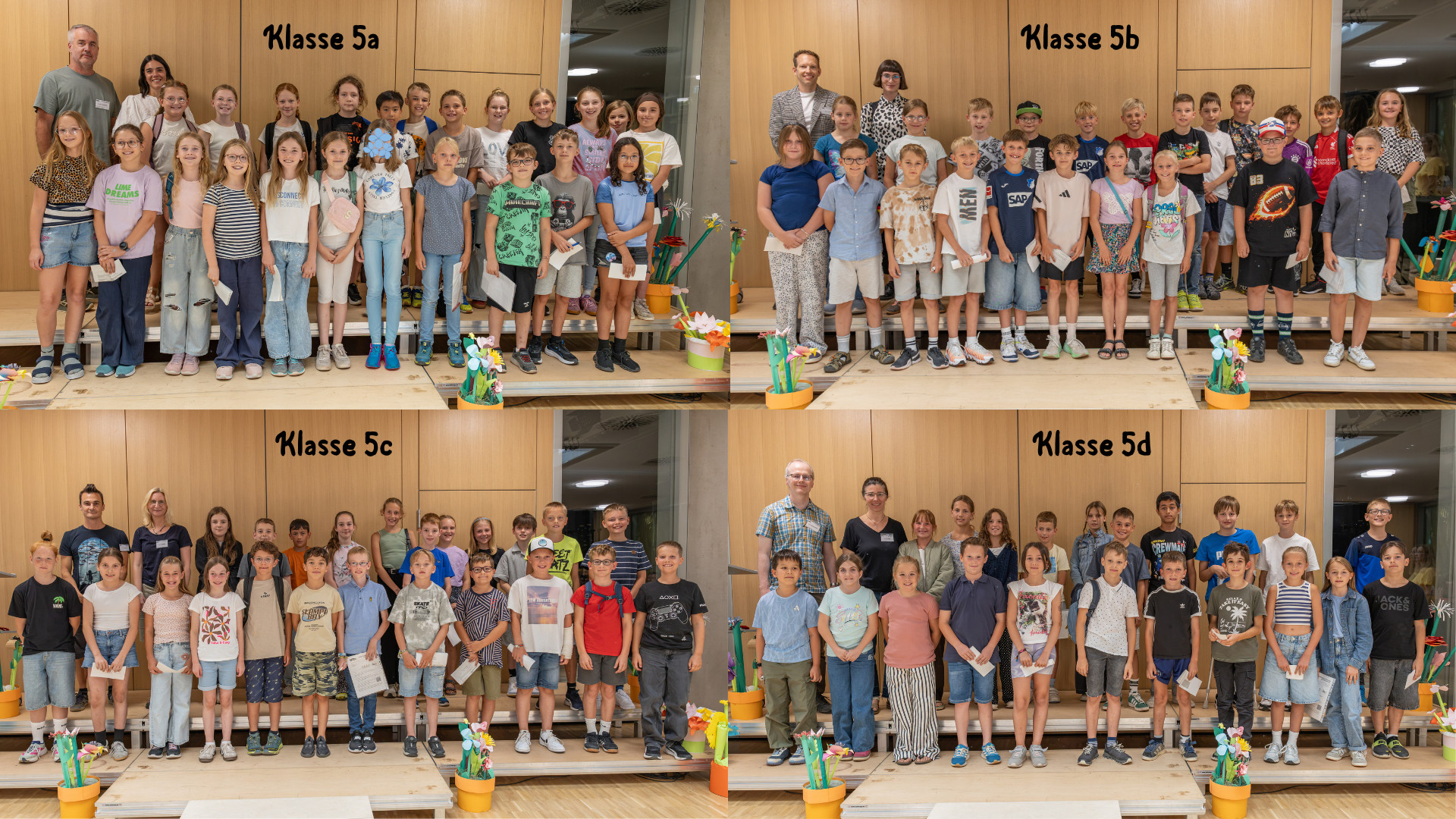 Die neuen 5. Klassen mit ihren Klassenleitungsteam 2026